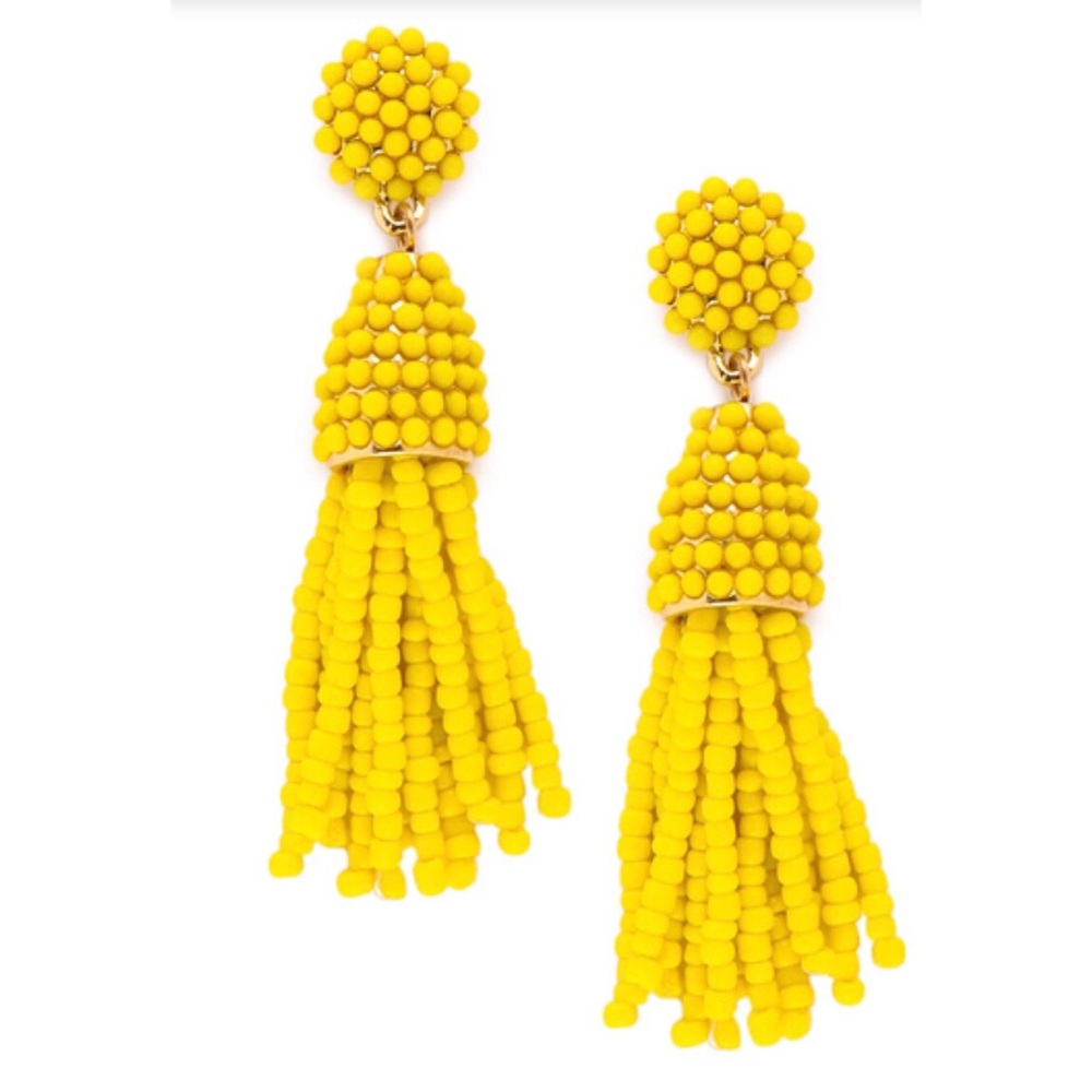 Yellow fringe tassel beaded earrings